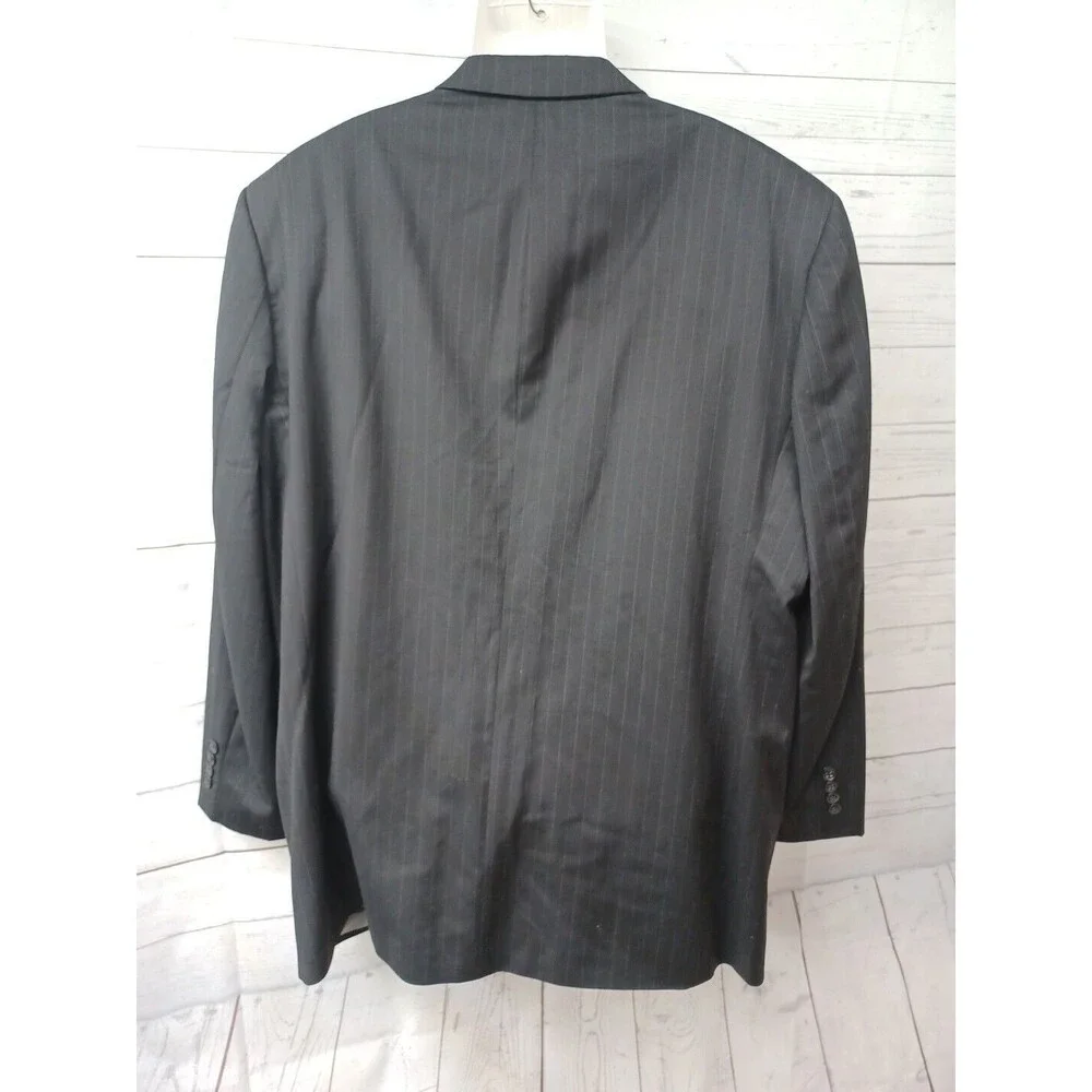 Andrew Fezza Wool Mens Black Blazer Sport Coat Pinstripe 50L